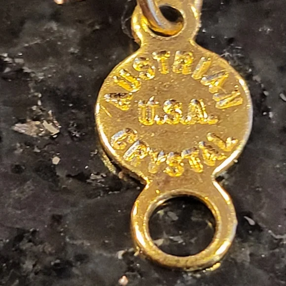 Austrian USA Crystal Pink Gold Tone Encased Crystal Bracelet 7" - Picture 8 of 9